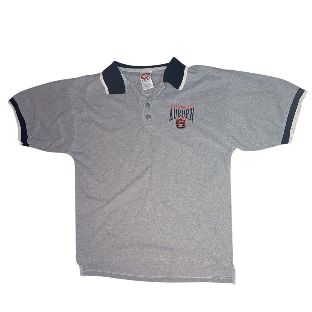 Vintage Cadre Athletic Polo Shirt Mens M Gray Auburn Tigers NCAA Short Sleeve